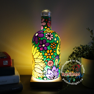 Sunflower Hand painted bottle light