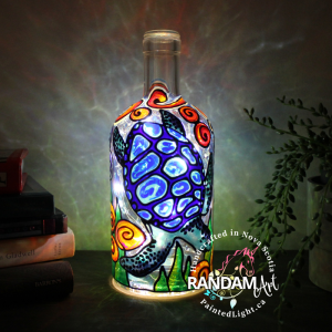 Swimming Turtle Hand Painted Bottle Light