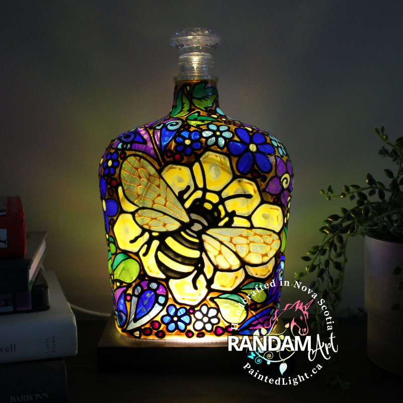 Queen Bee Painted Bottle Light