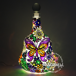 Butterfly Garden Belle Hand Painted Bottle Light