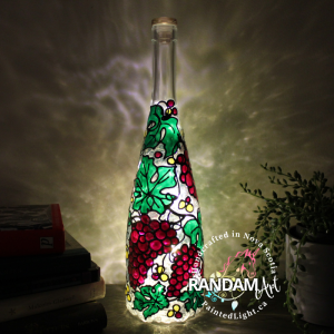 Grapes and Leaves Hand Painted Bottle Light