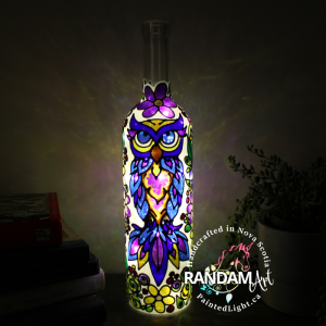 Regal Owl Hand Painted Bottle Light