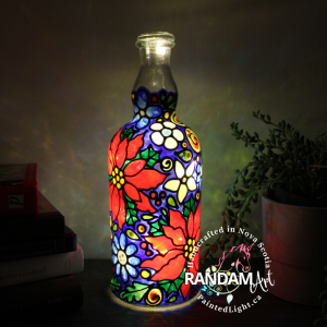 Scarlet Poinsettia Hand Painted Bottle Light