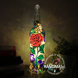 Red Rose Hand Painted Bottle Light