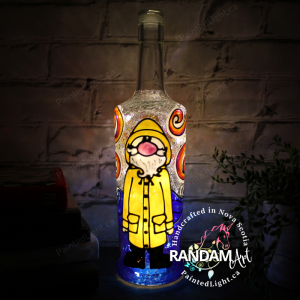 Fisherman Gnome Hand Painted Light Bottle