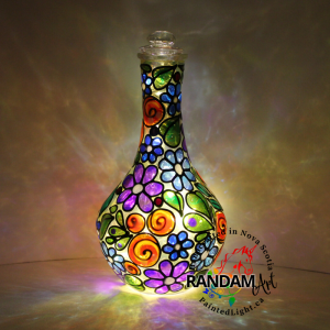 Bohemian style floral painted bottle lamp by Randam Art