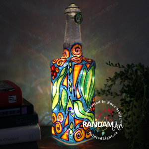 Bold and Vibrant Abstract hand painted bottle light by Randam Art