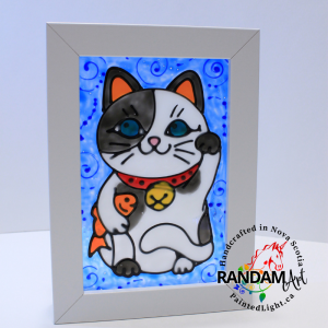 Framed Glass Painting Lucky Cat