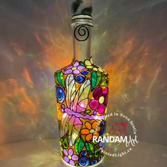 The Dragonfly's Garden Painted Bottle Light