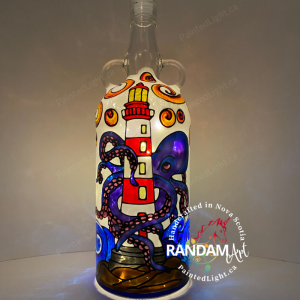 Lumina Sentry : The Kraken's Beacon - Hand Painted Bottle Light