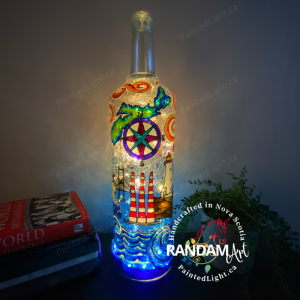 Nova Scotia - Provincial Pride. Large Painted Bottle Lamp