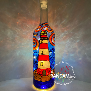 Echoes of the Ocean Lighthouse - Painted Bottle Light