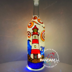 The Harbour Watchman Lighthouse - Painted Light Bottle