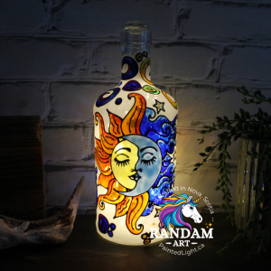 Sun and Moon hand painted lamp