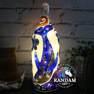 Guardian of the Deep - Whale painted bottle light