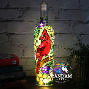 Cardinal painted light bottle