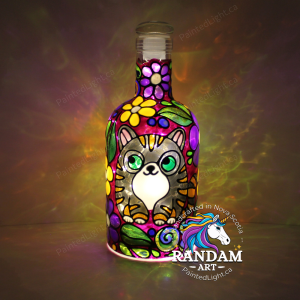 Cute Kitty Painted Bottle Light