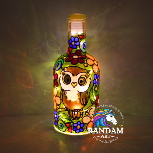 Wise Little Owl Painted Bottle Light