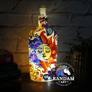 Sun and Moon hand painted lamp