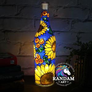 This lamp radiates with the captured essence of sunflowers. Their golden petals defy shadows, reaching for the sun, illuminating the scene with joyful warmth, a testament to nature's resilient beauty.