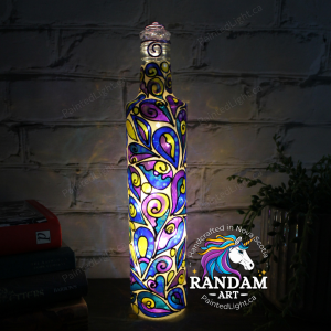 Abstract Paisley style hand painted bottle light