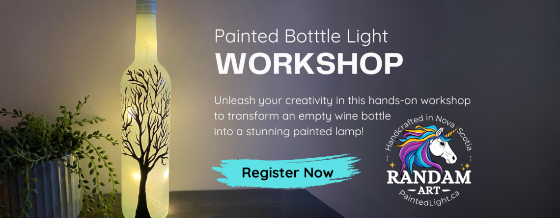 Workshop. Paint a frosted tree silhouette on a 750 ml wine bottle to create a beautiful bottle lamp.